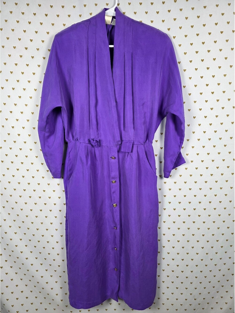Vintage Victoria's Secret Gold Label 100% Silk Purple Midi Dress Size 4